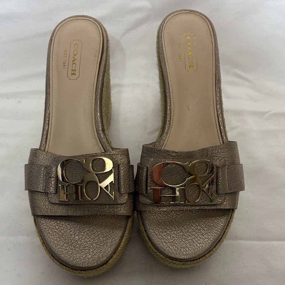 Coach Carlana Signature Gold Women's Metallic Mules